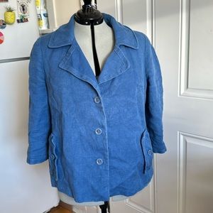 Talbots linen blue 3/4 light jacket size 14W